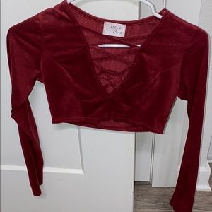 Boutique Velvet cross crop top